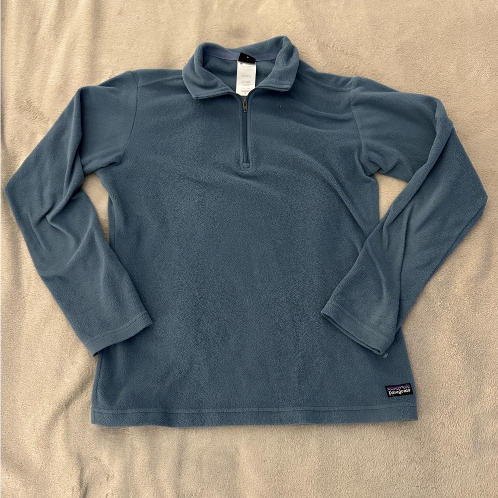Patagonia Womens 1/4 Zip Light Weight Fleece Pullover Size S Light Blue